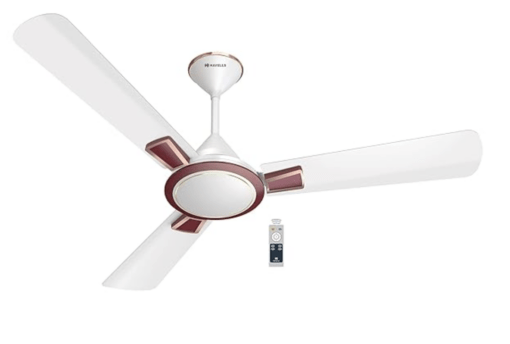 Havells 1200mm Astura BLDC Motor Ceiling Fan | 5 Star CF with RF Remote, 100% Copper | Upto 60% Energy Saving, ECO Active Technology, Flexible Timer, Memory Backup | (Pack of 1, White Maroon)